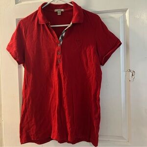 Burberry Red Polo Shirt with Button Placket